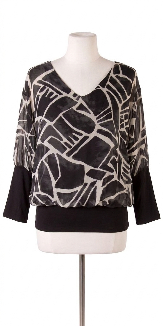 NEW GIGI MODA cavoli astratta blouse in black